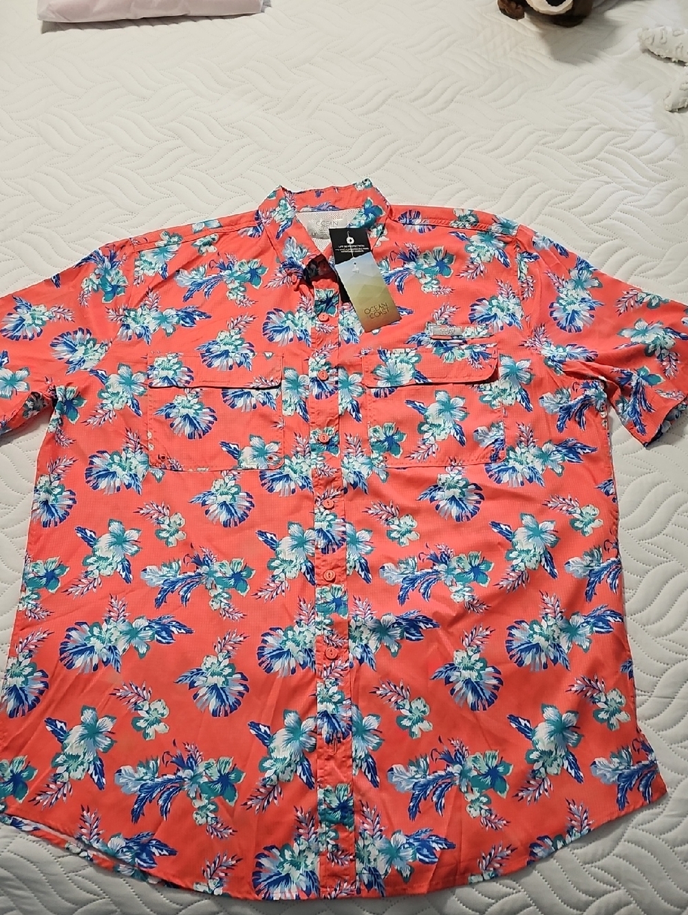 Ocean & Coast Mens NWT LT Coral Aloha Vented Shirt